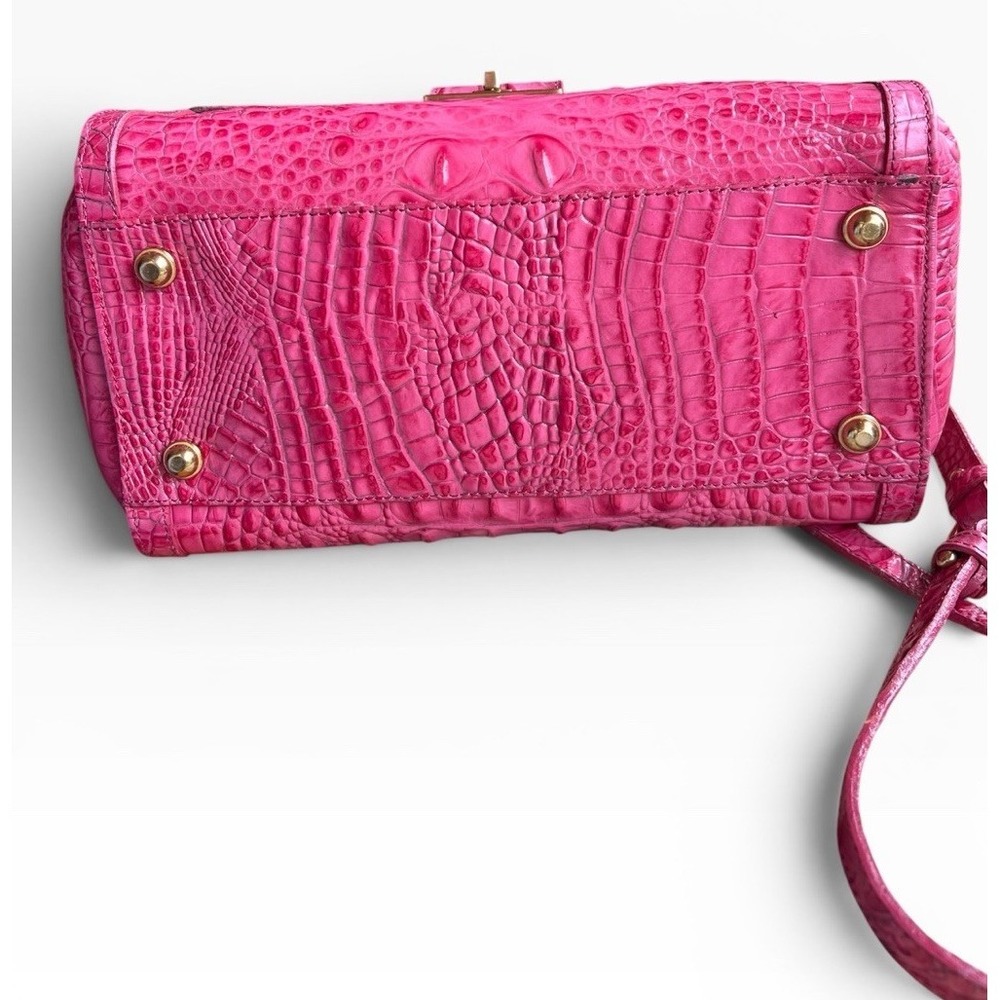 Brahmin Phoebe Taffeta Melbourne Pink Croc Embossed Crossbody Satchel STUNNING - Picture 14 of 16